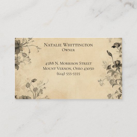  Zwart & Tan Bloemen Visitekaartje (Achterkant)