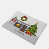 Zwart & Tan Cavalier in een kerstkamer & tekst Deurmat (Schuin)