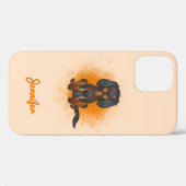 Zwart & Tan Cavalier King Charles-hond op oranje Case-Mate iPhone Case (Achterkant (horizontaal))