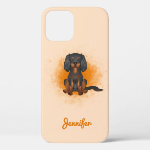 Zwart & Tan Cavalier King Charles-hond op oranje Case-Mate iPhone Case