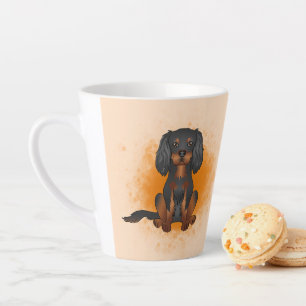 Zwart & Tan Cavalier King Charles-hond op oranje Latte Mok