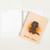 Zwart & Tan Cavalier King Charles-hond op oranje Planner (Display)