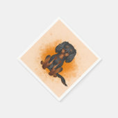 Zwart & Tan Cavalier King Charles-hond op oranje Servet (Hoek)