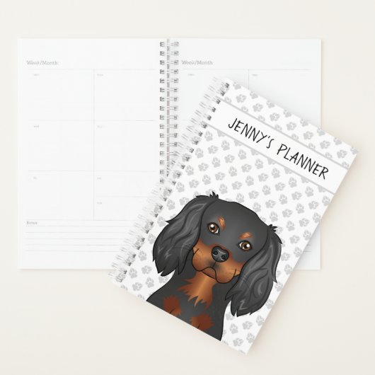 Zwart & Tan Cavalier King Charles Hond & Titel Planner (Display)