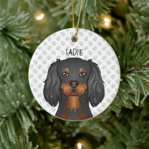Zwart & Tan Cavalier King Charles Honden Kop & Naa Keramisch Ornament