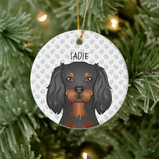 Zwart & Tan Cavalier King Charles Honden Kop & Naa Keramisch Ornament (Boom)
