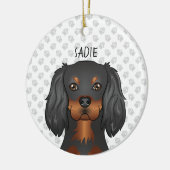 Zwart & Tan Cavalier King Charles Honden Kop & Naa Keramisch Ornament (Links)