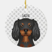 Zwart & Tan Cavalier King Charles Honden Kop & Naa Keramisch Ornament (Achterkant)
