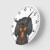 Zwart & Tan Cavalier King Charles Spaniel Hondenho Ronde Klok (Hoek)