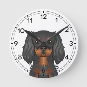 Zwart & Tan Cavalier King Charles Spaniel Hondenho Ronde Klok