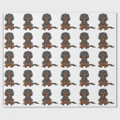 Zwart & Tan Cavalier King Charles Spaniel Patroon Cadeaupapier (Vlak)