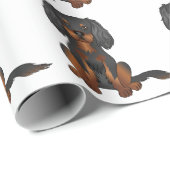 Zwart & Tan Cavalier King Charles Spaniel Patroon Cadeaupapier (Rol Hoek)