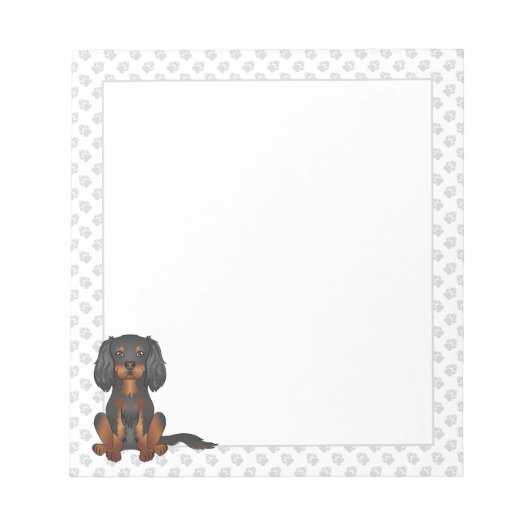 Zwart & Tan Cavalier King Charles Spaniel & poten Notitieblok (Voorkant)