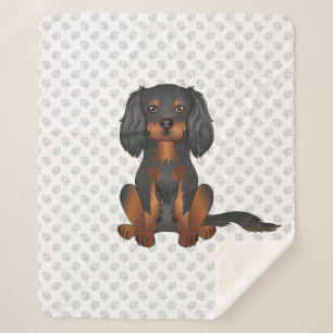 Zwart & Tan Cavalier King Charles Spaniel & poten Sherpa Deken