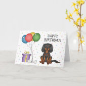 Zwart & Tan Cavalier King Charles Spaniel Verjaard Kaart (Gele Bloem)