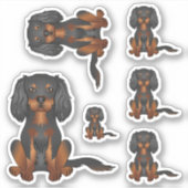 Zwart & Tan Cavalier King Charles Spaniel Zittend Sticker (Voorkant)