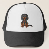Zwart & Tan Cavalier King Charles Spaniel Zittend Trucker Pet (Voorkant)
