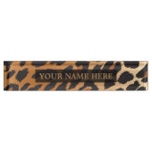 Zwart & Tan Cheetah Leopard Glam Gepersonaliseerd Naambordje (Voorkant)