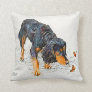 Zwart-tan Cocker Spaniel met Butterflies Kussen