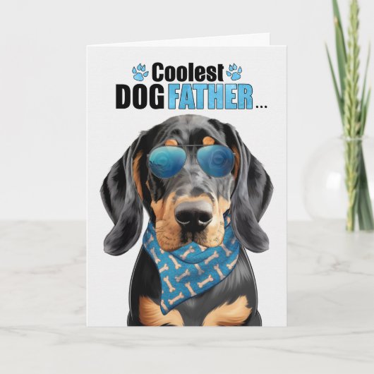 Zwart Tan Coonhound Coolste papa ooit Vaderdag Feestdagen Kaart (Voorkant)