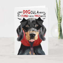 Zwart Tan Coonhound Grappig Count DOGcula Hallowee Feestdagen Kaart