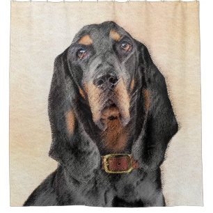 Zwart & Tan Coonhound Schilderij - Originele Honde Douchegordijn