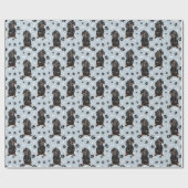 Zwart Tan Dachshund Dog Paw Print Patroon Cadeaupapier (Vlak)