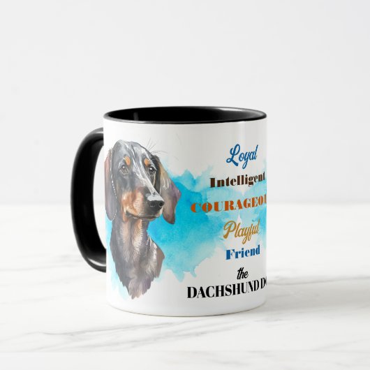 Zwart Tan Dachshund Hond Trouwe Vriend Mok (Voorkant links)