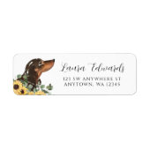 Zwart Tan Dachshund Zonnebloem Eucalyptus Etiket (Voorkant)