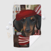 Zwart & Tan Doxie Golfhanddoek (Insitu)