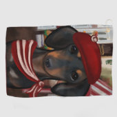 Zwart & Tan Doxie Golfhanddoek (Horizontaal)