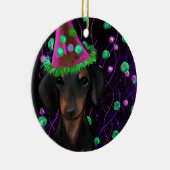 Zwart & Tan Doxie Keramisch Ornament (Rechts)