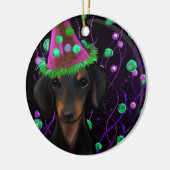 Zwart & Tan Doxie Keramisch Ornament (Links)