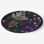 Zwart & Tan Doxie Papieren Bordje (Gekanteld)