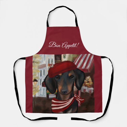 Zwart & Tan Doxie Schort (Voorkant)