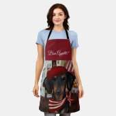 Zwart & Tan Doxie Schort (Gedragen)