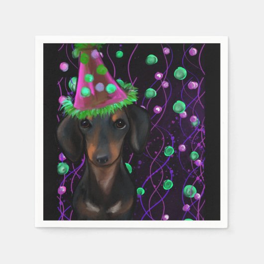 Zwart & Tan Doxie Servet (Voorkant)