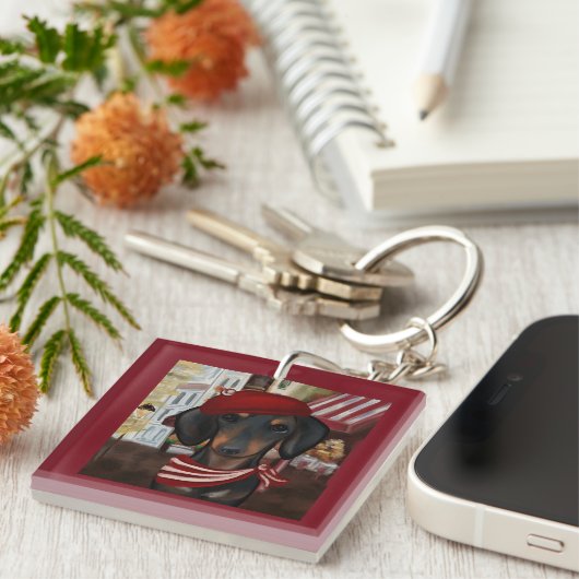 Zwart & Tan Doxie Sleutelhanger (Voorkant Rechts)