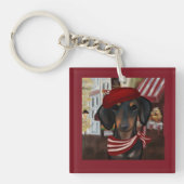 Zwart & Tan Doxie Sleutelhanger (voorkant)
