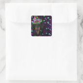 Zwart & Tan Doxie Vierkante Sticker (Tas)