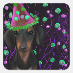 Zwart & Tan Doxie Vierkante Sticker