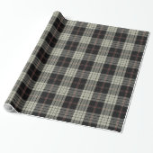 Zwart Tan Ecru Rood Tartan Plaid Cadeaupapier (Uitgerold)