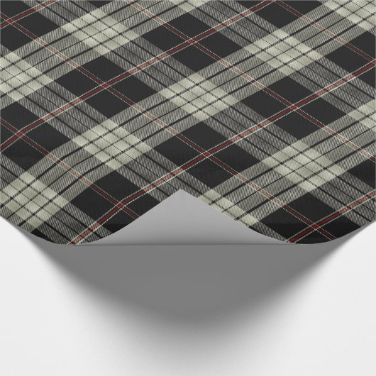 Zwart Tan Ecru Rood Tartan Plaid Cadeaupapier (Hoek)