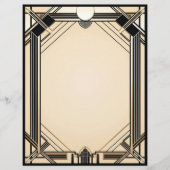 Zwart Tan en White Art Deco Lijst Briefhoofd (Voorkant)