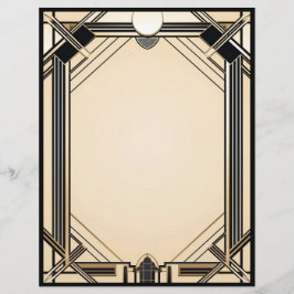 Zwart Tan en White Art Deco Lijst Briefhoofd