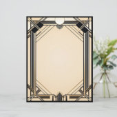 Zwart Tan en White Art Deco Lijst Briefhoofd (Staand voorkant)