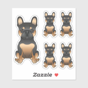 Zwart & Tan Franse Bulldog Cute Hondenillustraties Sticker