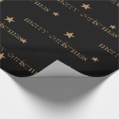 Zwart & Tan Merry Christmas Star Gift Wrap Cadeaupapier (Hoek)