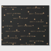 Zwart & Tan Merry Christmas Star Gift Wrap Cadeaupapier (Vlak)