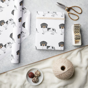 Zwart & Tan Pied Kortharige Dachshond Hond Patroon Cadeaupapier